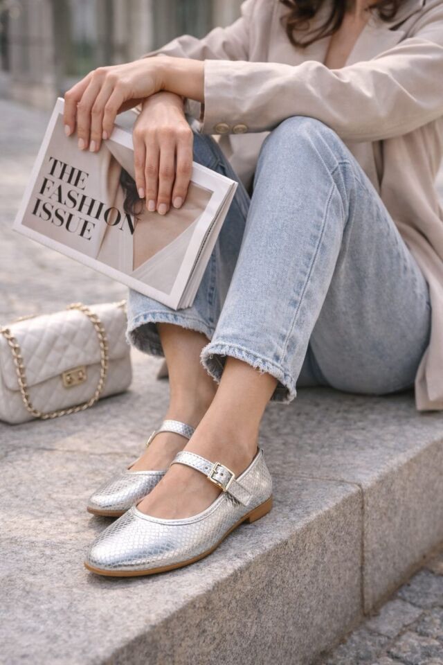 STL-108 Tokalı Babet Günlük Kadın Ayakkabı Ev Babeti GÜMÜŞ - 40