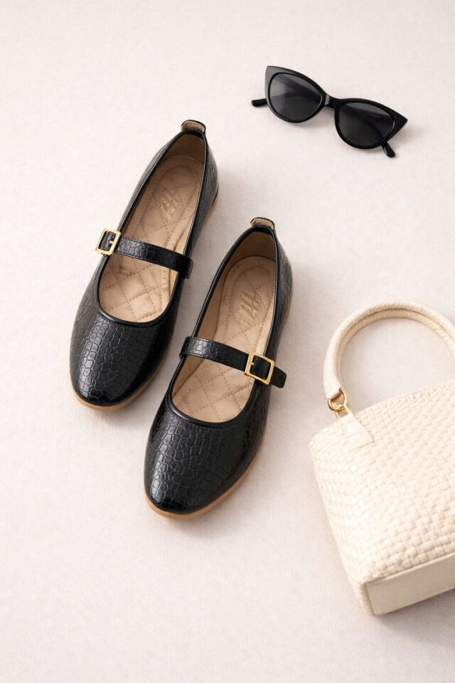 STL-108 Tokalı Babet Günlük Kadın Ayakkabı Ev Babeti YILAN DERİSİ SİYAH - 36