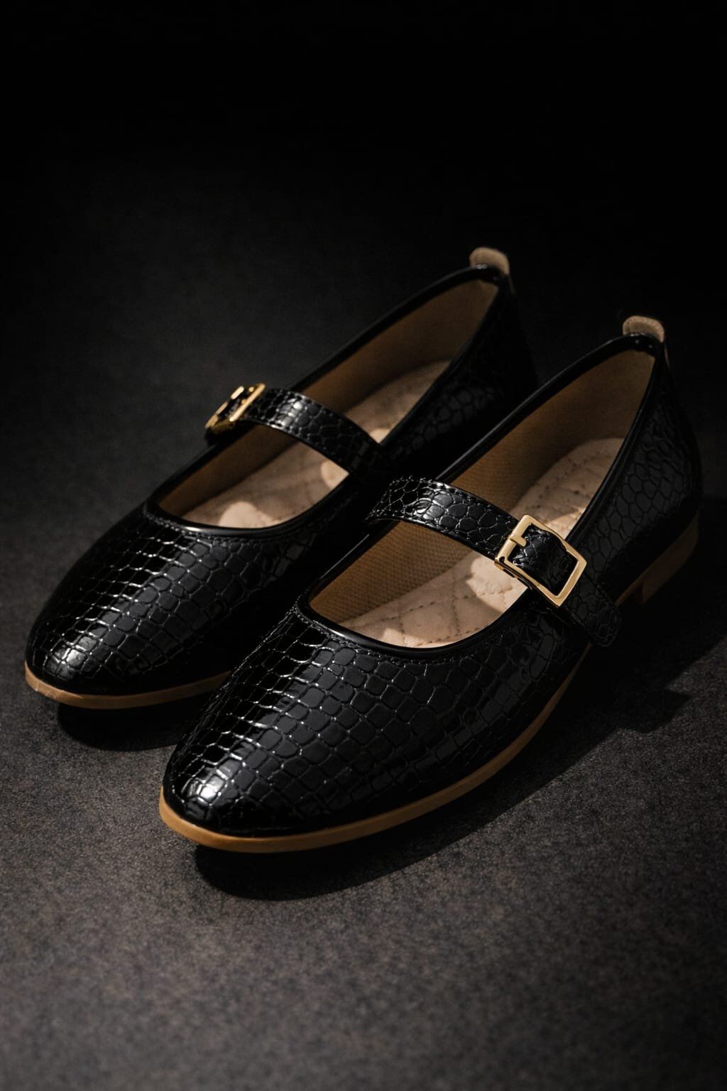 STL-108 Tokalı Babet Günlük Kadın Ayakkabı Ev Babeti YILAN DERİSİ SİYAH - 40