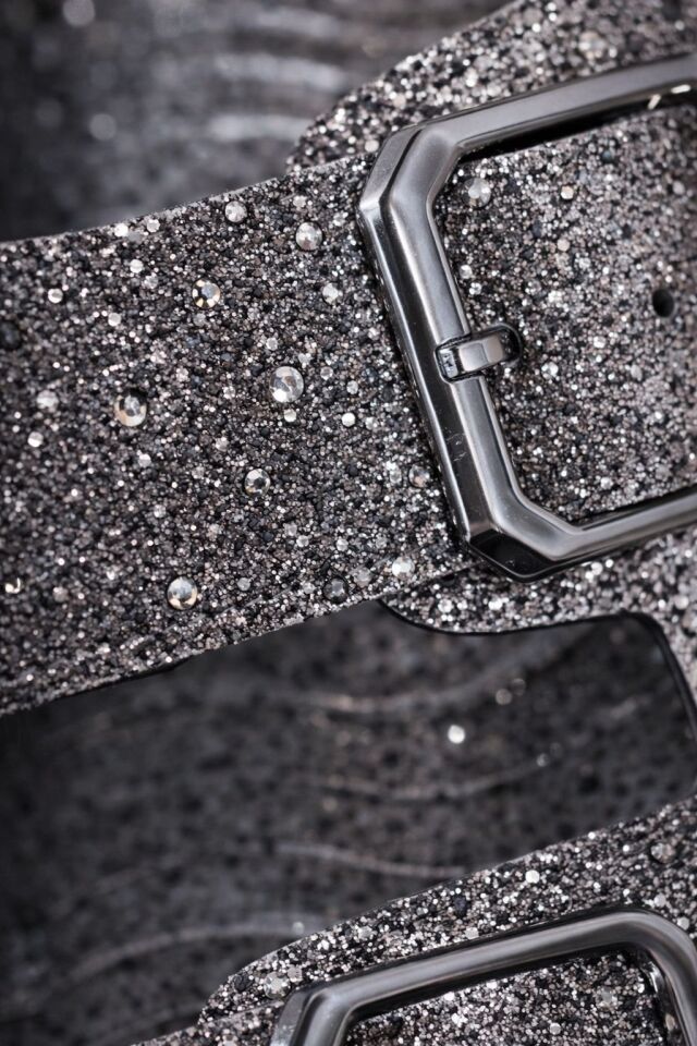 Kadın Simli Çift Toka Kaymaz Taban Rahat Terlik PLATİN - 39