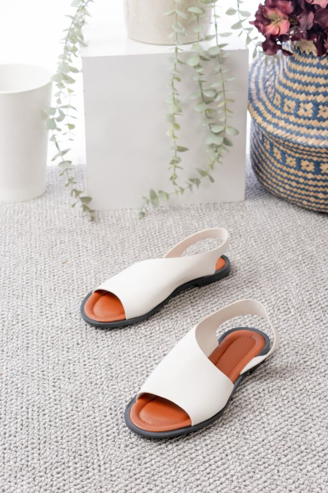 Pwr Önü Açık Kadın Sandalet Yazlık Ayakkabı Babet BEYAZ - 38