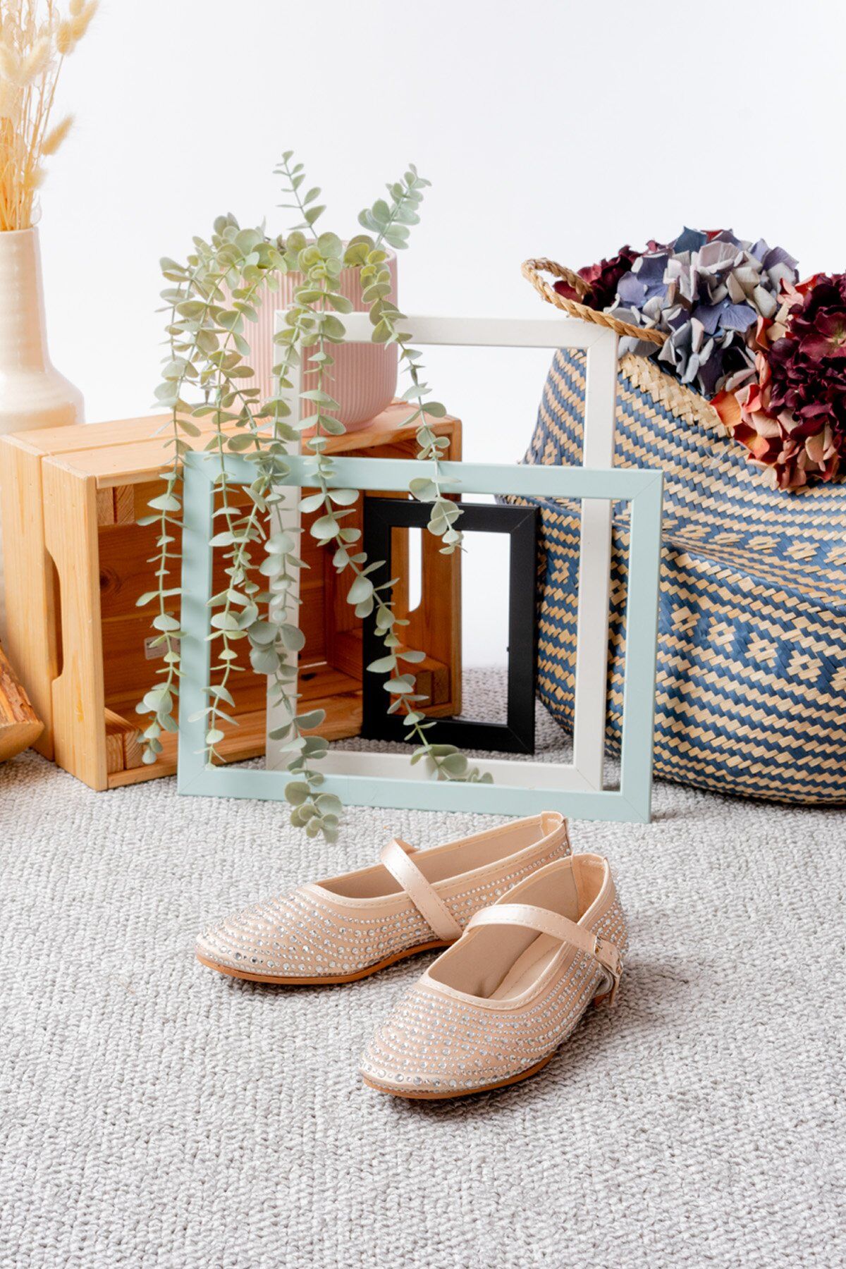 Kadın Baretli Taşlı Günlük  Babet Ayakkabı ALTIN - 40