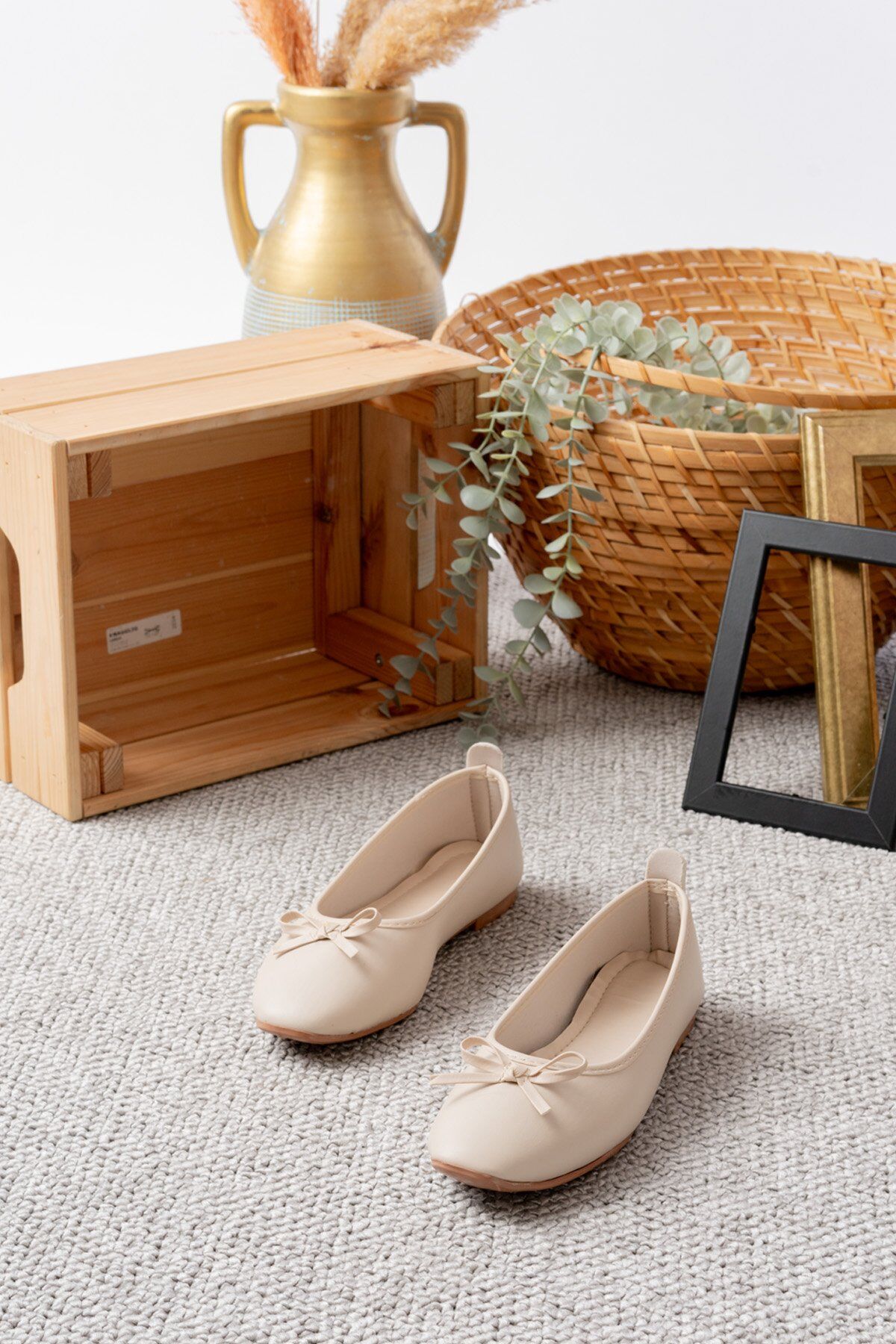 Kadın Günlük Babet Yuvarlak Burun Balerin Babet BEJ - 38