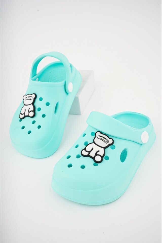 Unisex Çocuk Figürlü Sticker Sandalet-Terlik TURKUAZ - 34