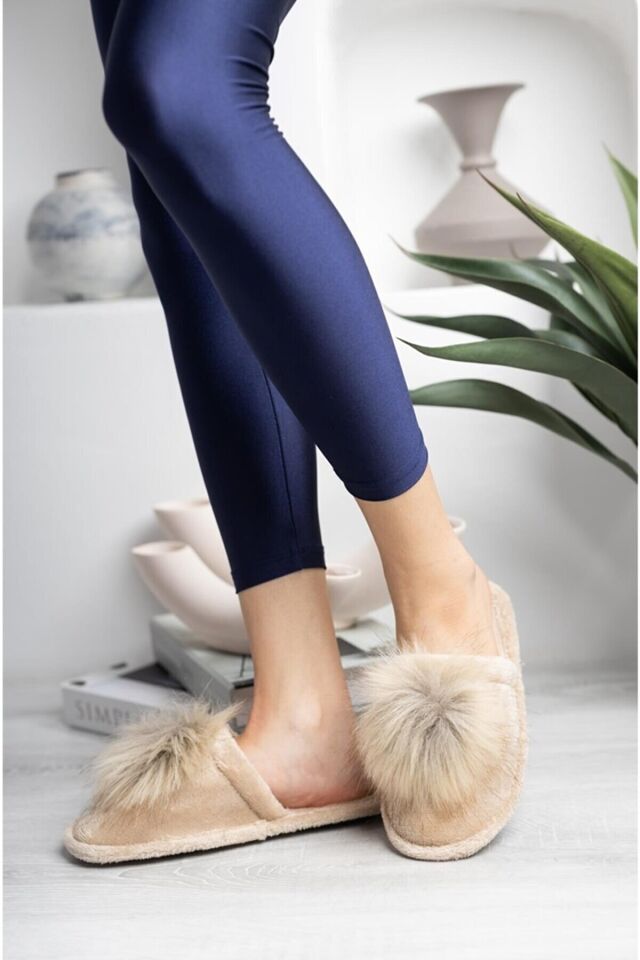 Kadın Ev Terliği Peluş Terlik Çeyiz Terliği Bohça Terliği KREM - 40