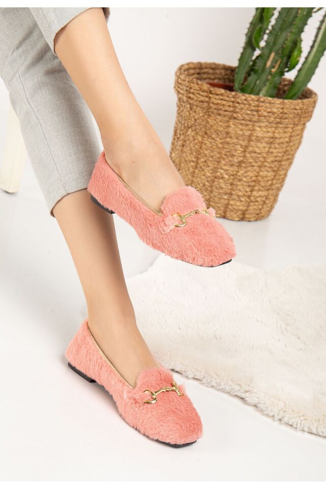 Yumuşak Peluş Kadın Ev Babeti Ses Yapmaz Hafif Taban Panduf Ev Pandufu PEMBE - 36