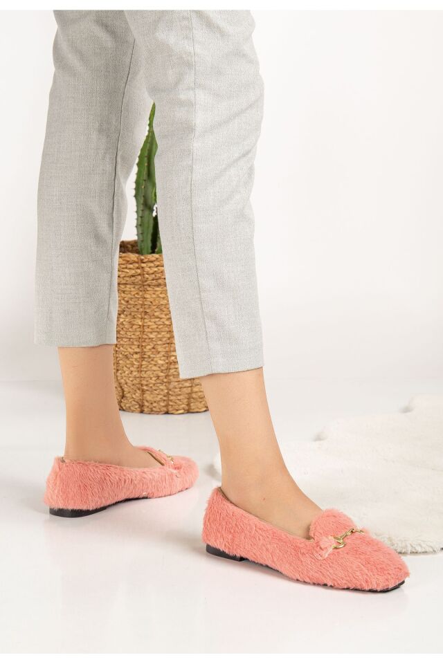 Yumuşak Peluş Kadın Ev Babeti Ses Yapmaz Hafif Taban Panduf Ev Pandufu PEMBE - 36