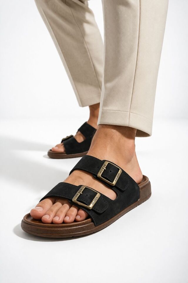 Günlük Erkek Terlik Çift Tokalı Konforlu Hafif Taban Rahat Kalıp Şık Tasarım