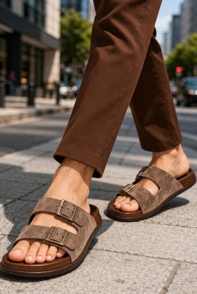 Günlük Erkek Terlik Çift Tokalı Konforlu Hafif Taban Rahat Kalıp Şık Tasarım