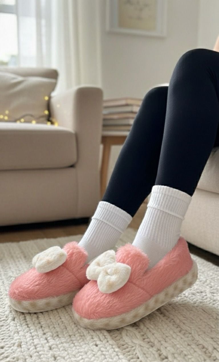 Şirin Kadın Peluş Ev Pandufu Kaymaz Taban Konforlu ve Sevimli Tasarım