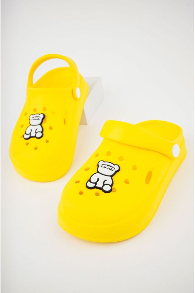 Unisex Çocuk Figürlü Sticker Sandalet-Terlik SARI - 35