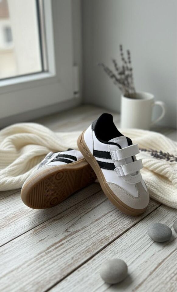 Unisex  Günlük Işıklı Çocuk Cırtlı Yürüyüş Koşu Sneaker Spor Ayakkabı SİYAH - 20