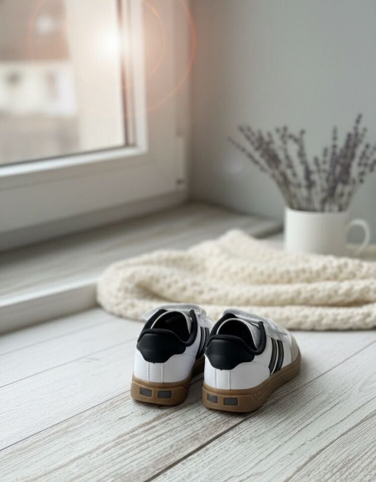 Unisex  Günlük Işıklı Çocuk Cırtlı Yürüyüş Koşu Sneaker Spor Ayakkabı SİYAH - 20