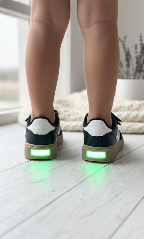 Unisex  Günlük Işıklı Çocuk Cırtlı Yürüyüş Koşu Sneaker Spor Ayakkabı SİYAH - 20