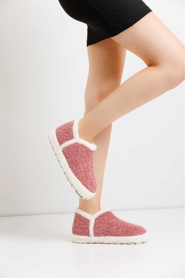 Kadın Hafif Pofuduk Panduf Ses Yapmaz Kalın Taban Ev Ayakkabısı PUDRA - 36