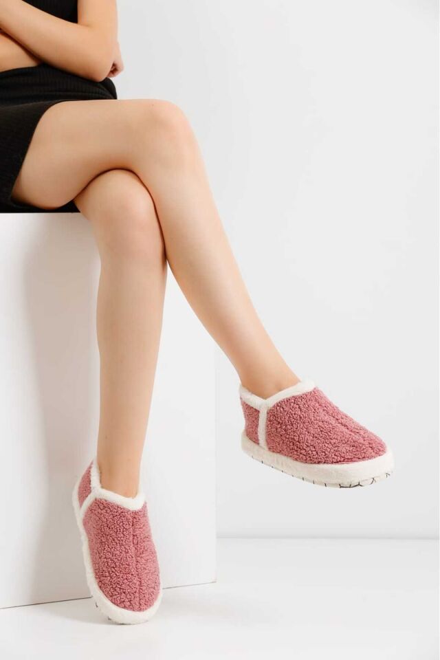 Kadın Hafif Pofuduk Panduf Ses Yapmaz Kalın Taban Ev Ayakkabısı PUDRA - 36