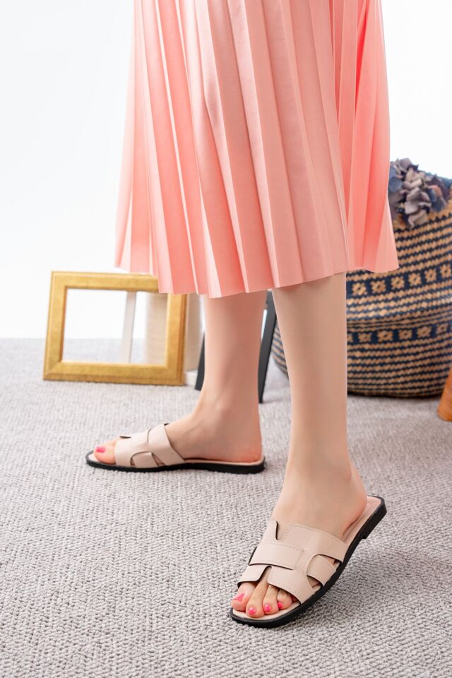 Kadın Yazlık Plaj Sokak Ev Içi Terlik PUDRA - 40