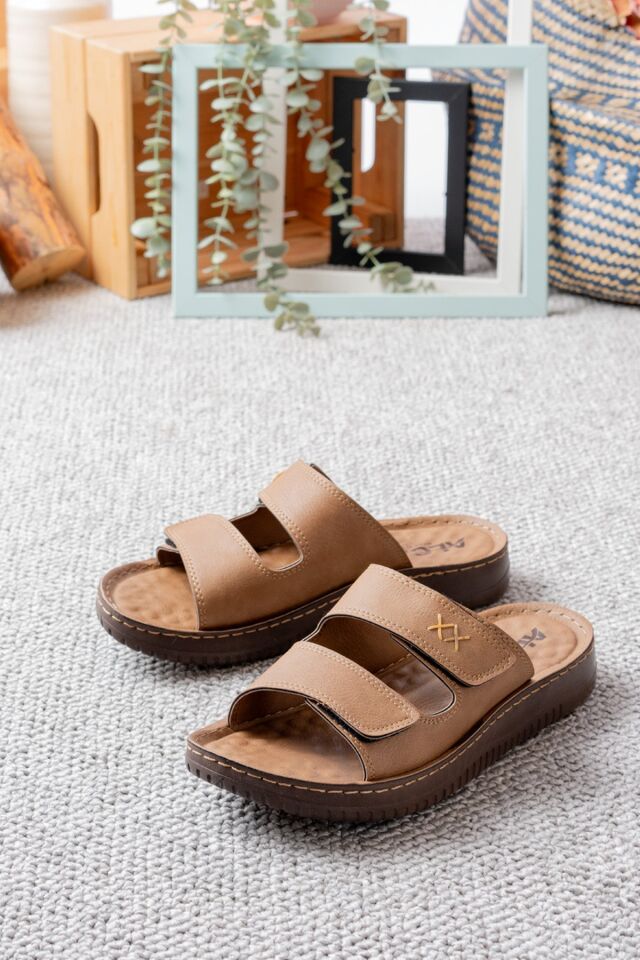 Günlük Rahat Anatomik Yumuşak Taban Şık CIRTLI Erkek Dış Mekan Terlik VİZON - 42