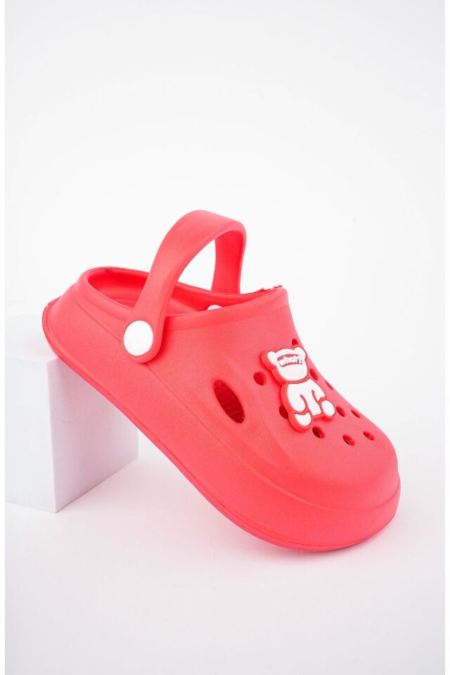 Unisex Çocuk Figürlü Sticker Sandalet-Terlik KIRMIZI - 35