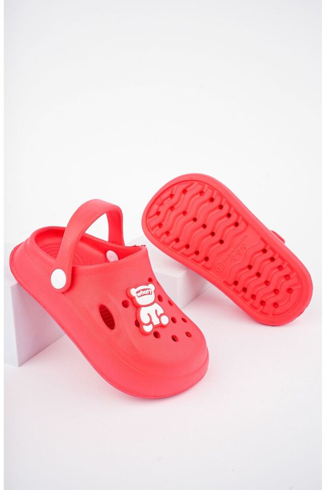 Unisex Çocuk Figürlü Sticker Sandalet-Terlik KIRMIZI - 35