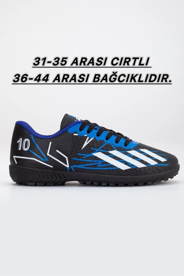 Halı Saha Kramponu Futbol Ayakkabısı SİYAH-MAVİ - 33