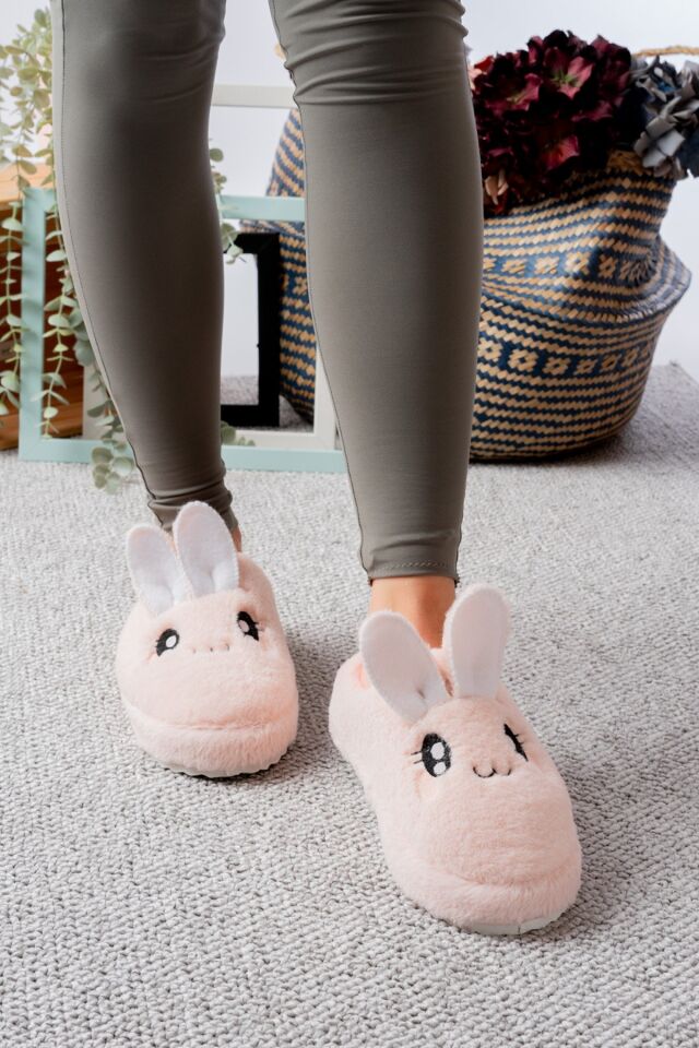 Pofuduk Hayvan Figürlü Panduf Kadın Ev Terliği Bohça Terliği Misafir Terliği PUDRA - 38-39