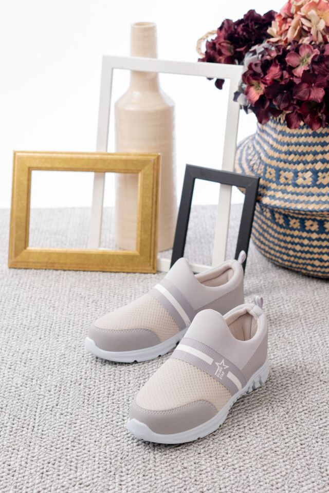 Tedy Garantili Unisex Kadın Bağcıksız Rahat Esnek Günlük Sneaker Spor Ayakkabı GRİ - 38