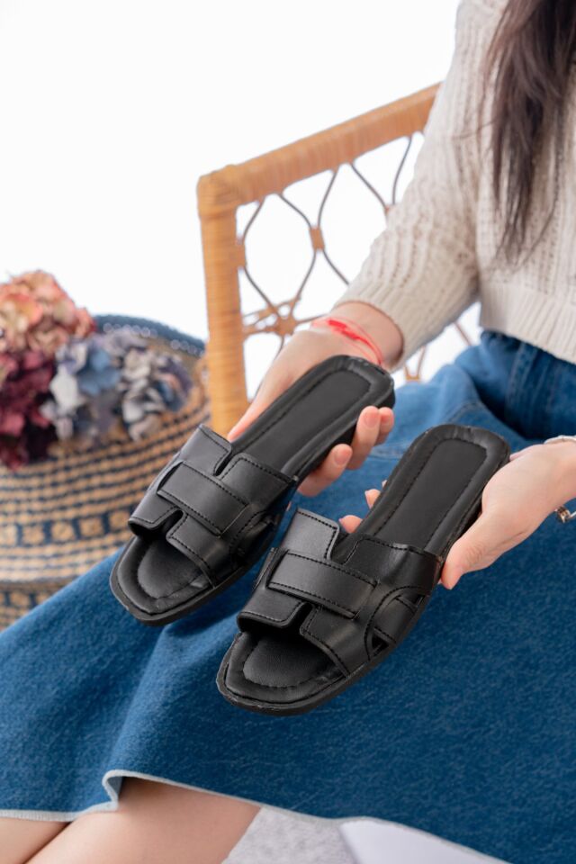 Kadın Yazlık Plaj Sokak Ev Içi Terlik SİYAH - 39