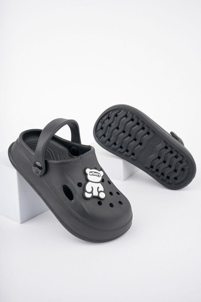 Unisex Çocuk Figürlü Sticker Sandalet-Terlik SİYAH - 24