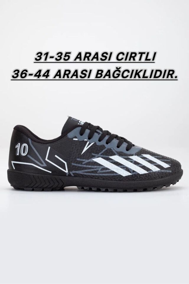 Halı Saha Kramponu Futbol Ayakkabısı SİYAH-GRİ - 35