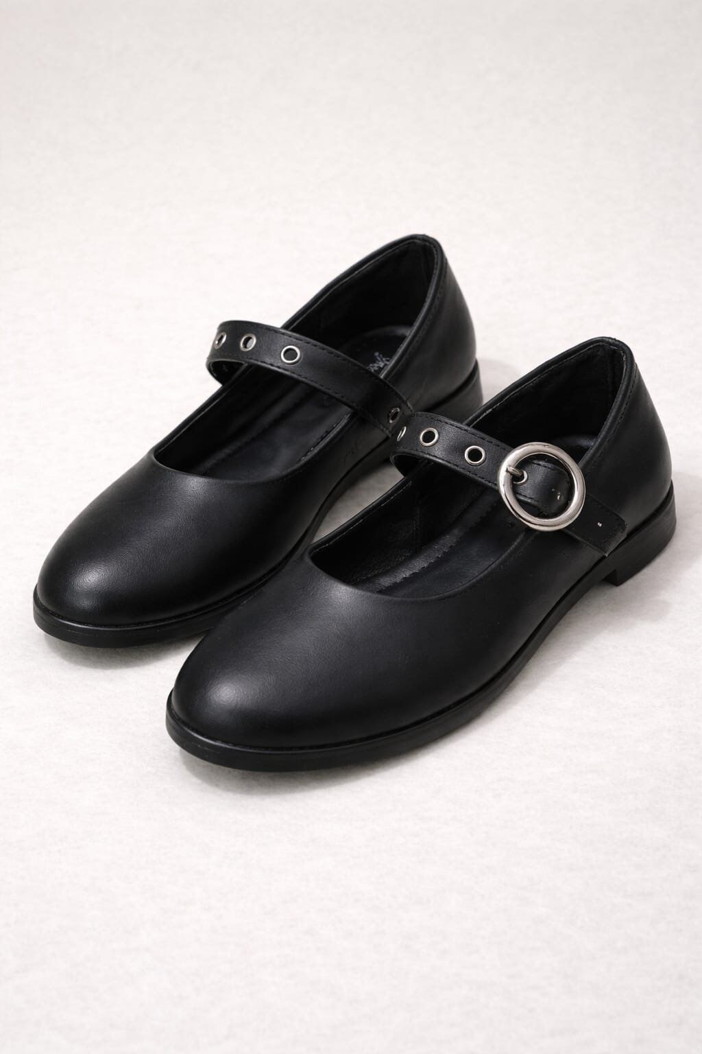 Şık Tasarım Tokalı Lastikli Klasik Babet Ayakkabı SİYAH - 40