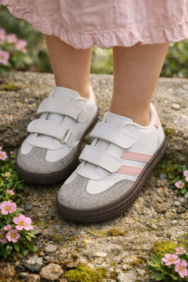 Kids Unisex Çocuk Spor Ayakkabı Sneakers BEYAZ - PUDRA - 31