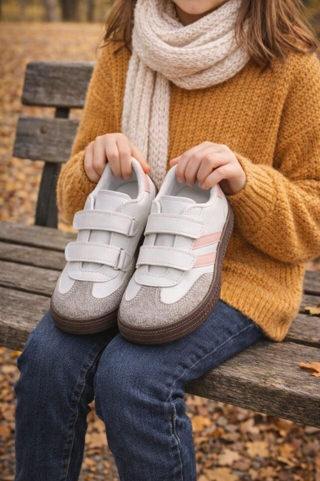 Kids Unisex Çocuk Spor Ayakkabı Sneakers BEYAZ - PUDRA - 31