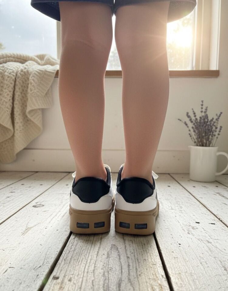 Unisex  Günlük Işıklı Çocuk Cırtlı Yürüyüş Koşu Sneaker Spor Ayakkabı BEYAZ - 23