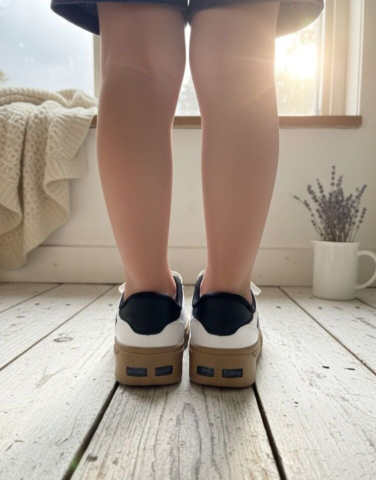 Unisex  Günlük Işıklı Çocuk Cırtlı Yürüyüş Koşu Sneaker Spor Ayakkabı BEYAZ - 23