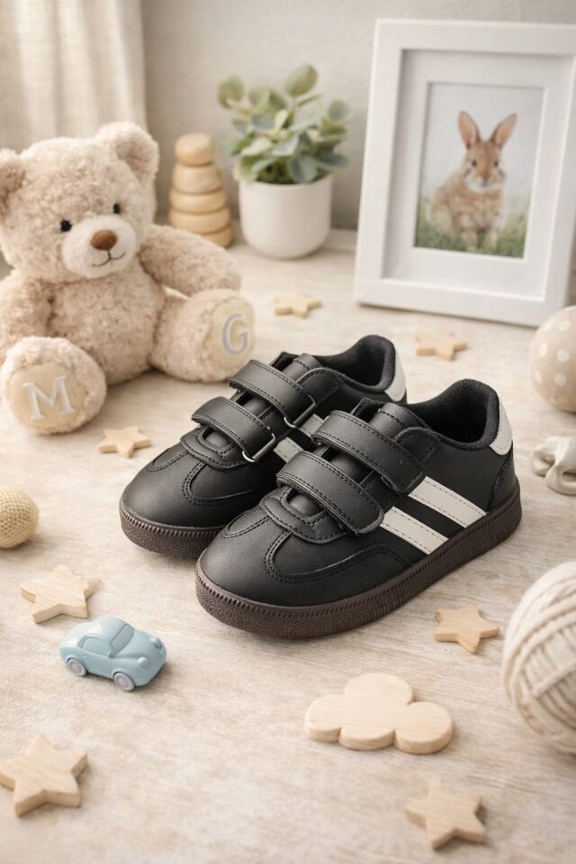 Kids Unisex Çocuk Spor Ayakkabı Sneakers SİYAH - BEYAZ - 26