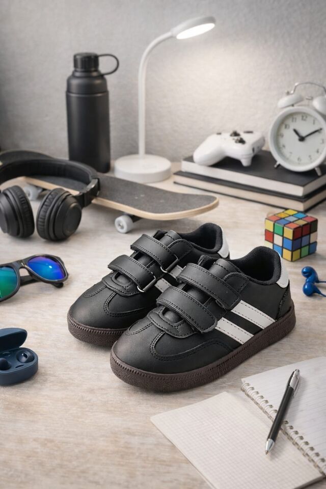 Kids Unisex Çocuk Spor Ayakkabı Sneakers SİYAH - BEYAZ - 29