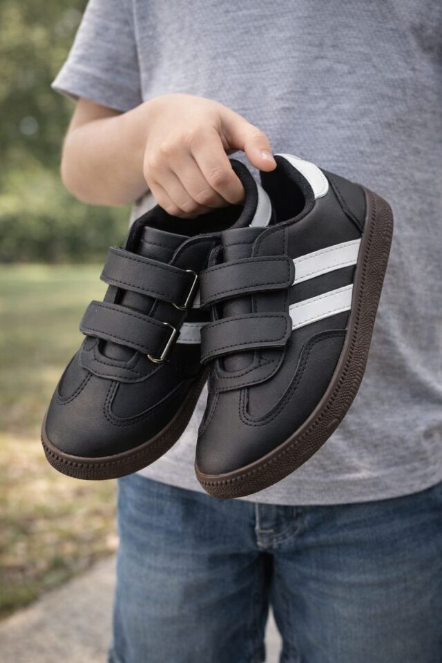 Kids Unisex Çocuk Spor Ayakkabı Sneakers SİYAH - BEYAZ - 30