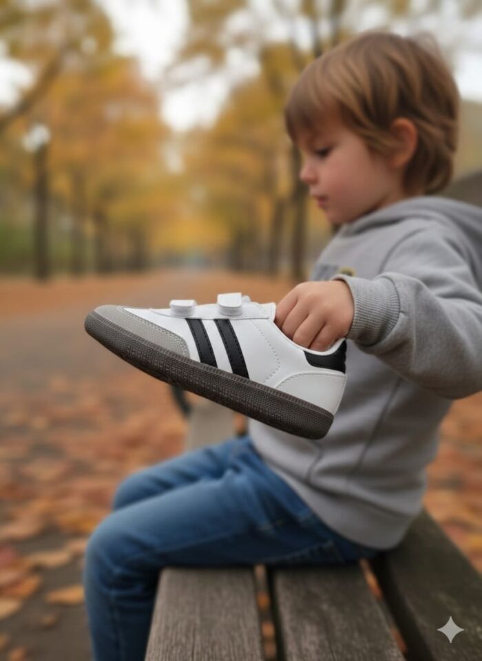 Kids Unisex Çocuk Spor Ayakkabı Sneakers BEYAZ - SİYAH - 27