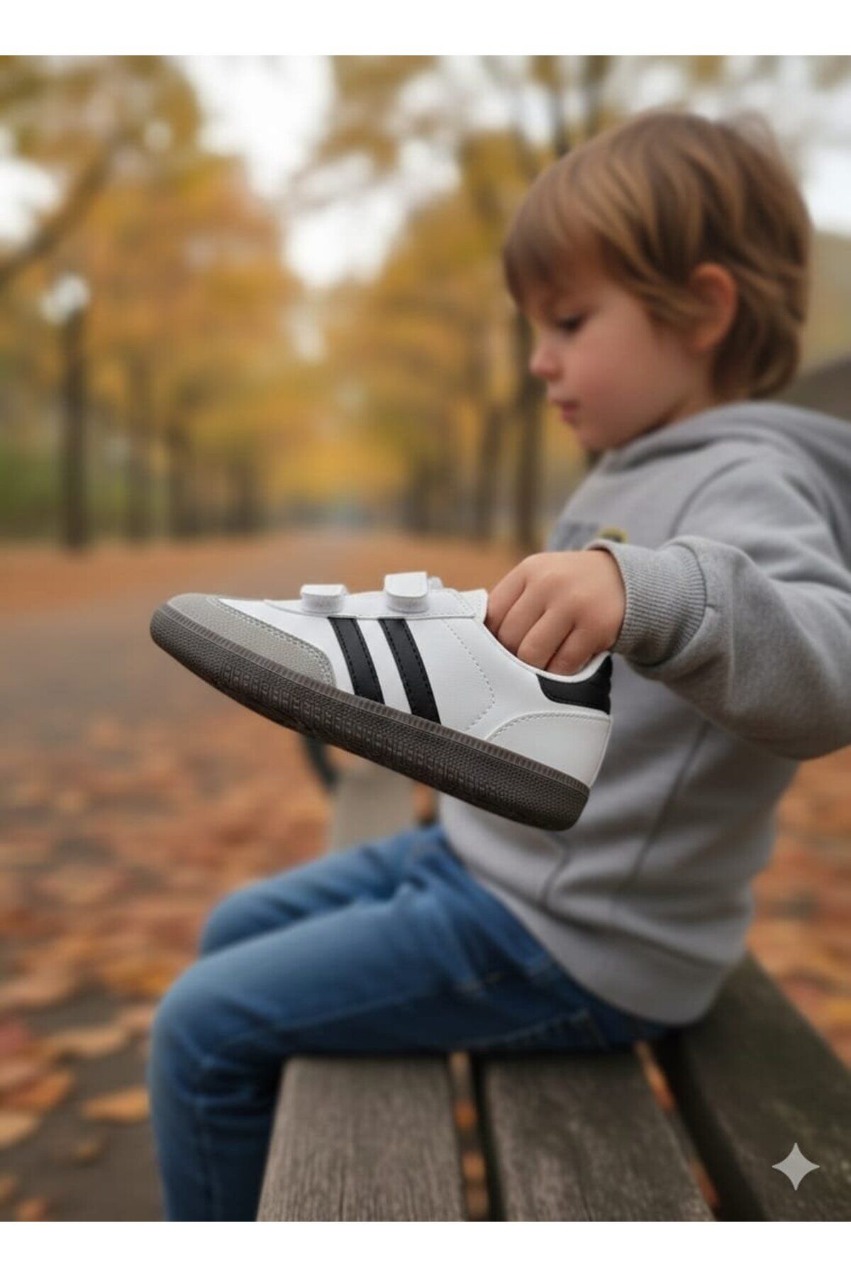 Kids Unisex Çocuk Spor Ayakkabı Sneakers BEYAZ - SİYAH - 28