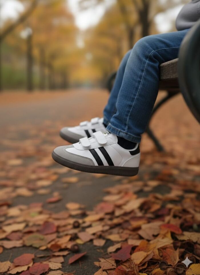 Kids Unisex Çocuk Spor Ayakkabı Sneakers BEYAZ - SİYAH - 28