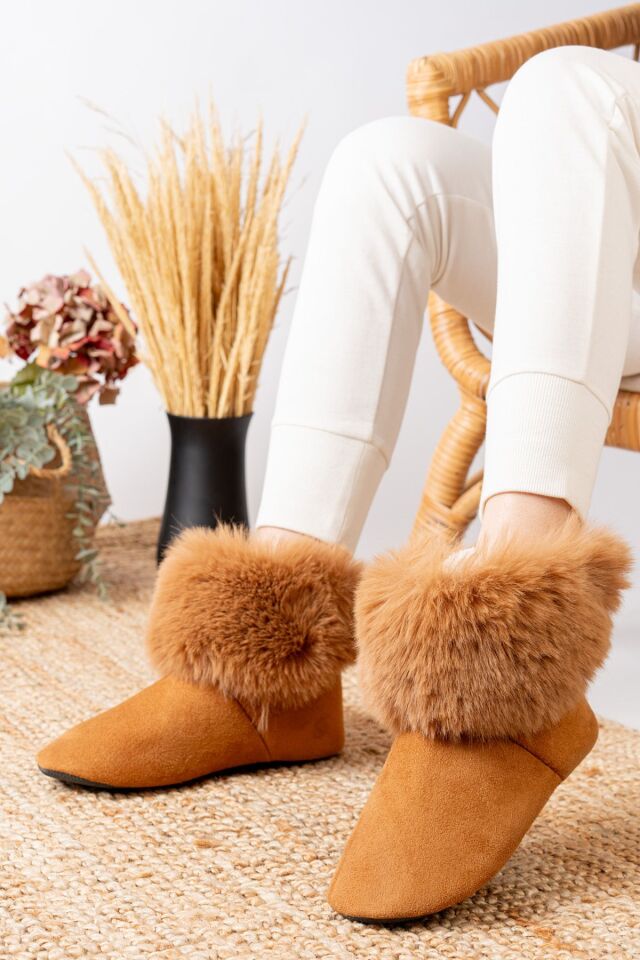 Yünlü Lüks Boğazı Peluş Detaylı Ev Botu TABA - 38