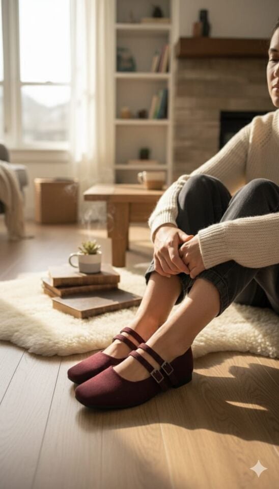 Kadın Üstten Kemerli Çift Tokalı Çift Bantlı Tokalı Süet Babet Süet