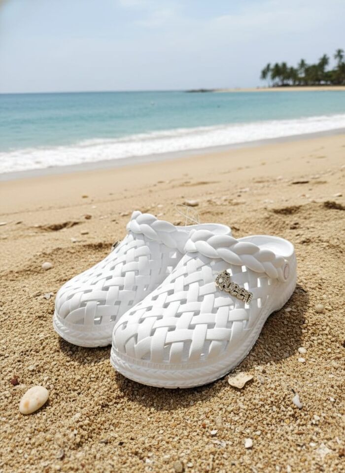 Calx Kadın Taşlı Yüksek Tabanlı Kaydırmaz Sandalet BEYAZ - 40