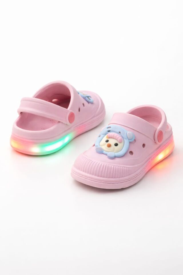 Işıklı Minik Maymun Çocuk Sandalet Terlik PEMBE - 23-24