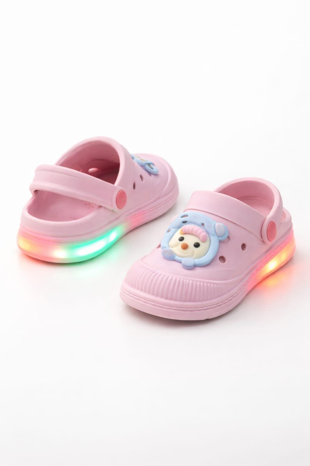 Işıklı Minik Maymun Çocuk Sandalet Terlik PEMBE - 21-22