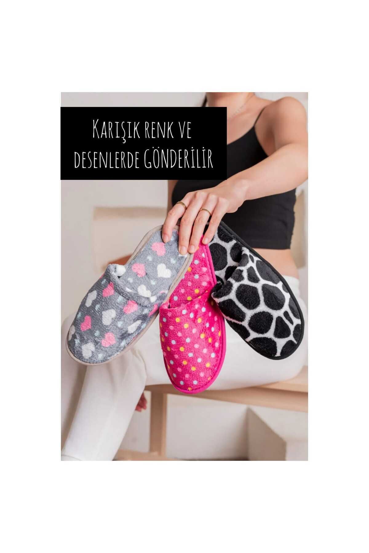 3’lü Kadın Ev Terliği Misafir Terliği Bohça Terliği TÜRLÜ - 39