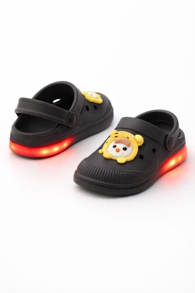 Işıklı Minik Maymun Çocuk Sandalet Terlik SİYAH - 29-30