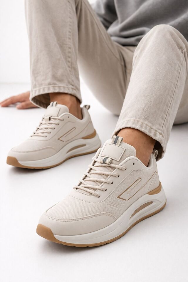 Erkek Sneaker Modern Tasarım Hafif Air Taban Günlük Rahat Yumuşak Yürüyüş Spor Ayakkabı KUM-TABA - 40