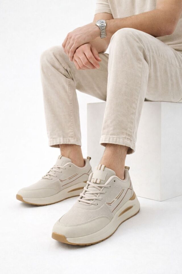 Erkek Sneaker Modern Tasarım Hafif Air Taban Günlük Rahat Yumuşak Yürüyüş Spor Ayakkabı KUM-TABA - 40